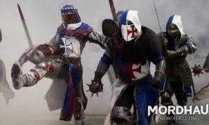 Mordhau, which could also be called Mordstreich or Mordschlag in German, is a fighting technique where we hold our sword the other way, meaning our hands are on the blades, and we use our weapon as something like an axe - it could be a useful technique between armoured soldiers.