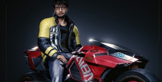 Cyberpunk 2077 celebrates the launch of Death Stranding on PC by portraying Hideo Kojima on the iconic Yaiba Kusanagi motorcycle.
