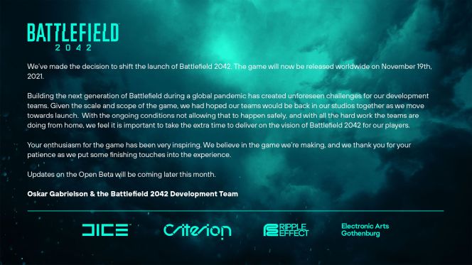 Battlefield 2042 delayed to November
