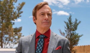 MOVIE NEWS - Bob Odenkirk flashes a smile alongside Rhea Seehorn as the Better Call Saul cast celebrate the end of their journey that began in 2014.