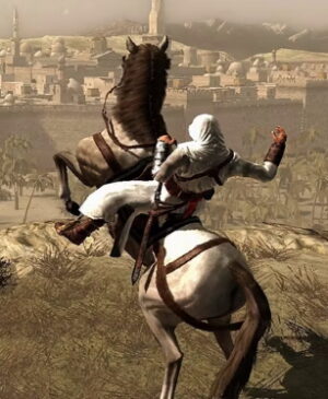 According to one of the developers of the original Assassin's Creed games, the horses were human skeletons that the team had distorted into the shape of a horse...