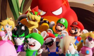 In this new gameplay video, Mario and his friends fight to save the vibrant planet Terra Flora from the mysterious villain, Cursa. To do so, they will take down mischievous Rabbid enemies and face off in a boss battle against a massive Wiggler, who is enraged and infected by Cursa's dark influence.