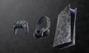 The Gray Camouflage collection includes a DualSense controller, a Pulse 3D headset and covers for the PlayStation 5.